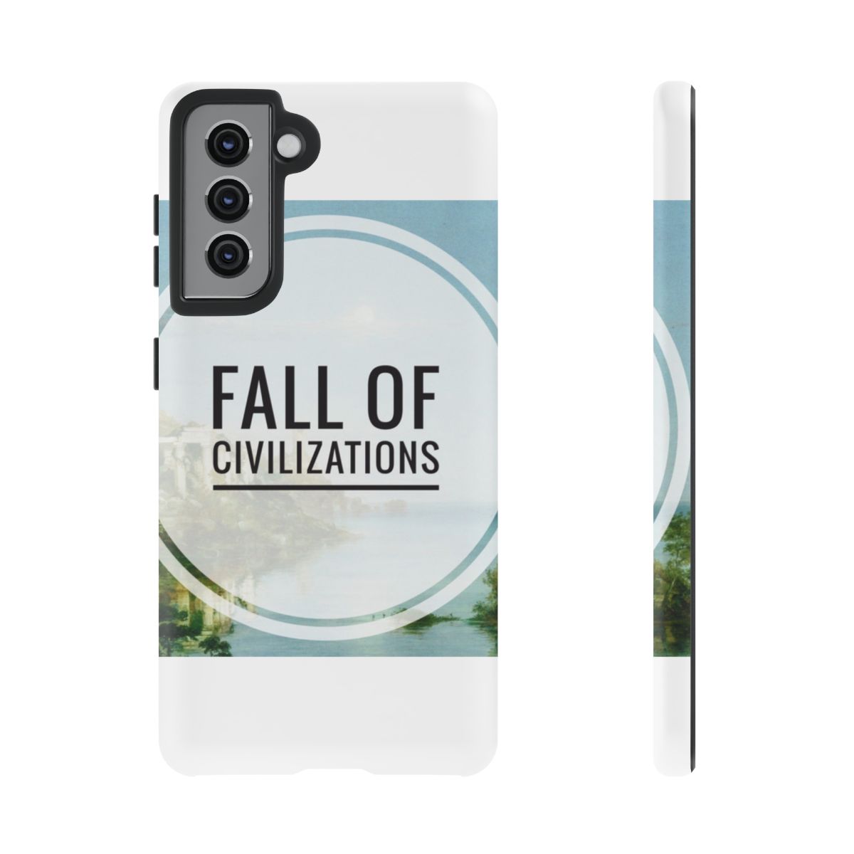 Fall of Civilizations phone case | landscape circle text design | Fall of Civilizations Podcast - alternate angle 5, merchandise
